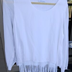 Tempo Paris  White Fringe Women Tunic Size XL